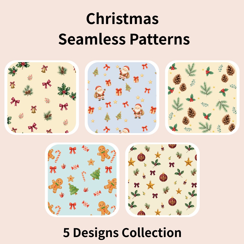 Christmas Seamless Patterns|5 Designs Collection