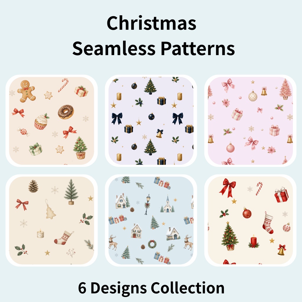 Christmas Seamless Patterns|6 Designs Collection