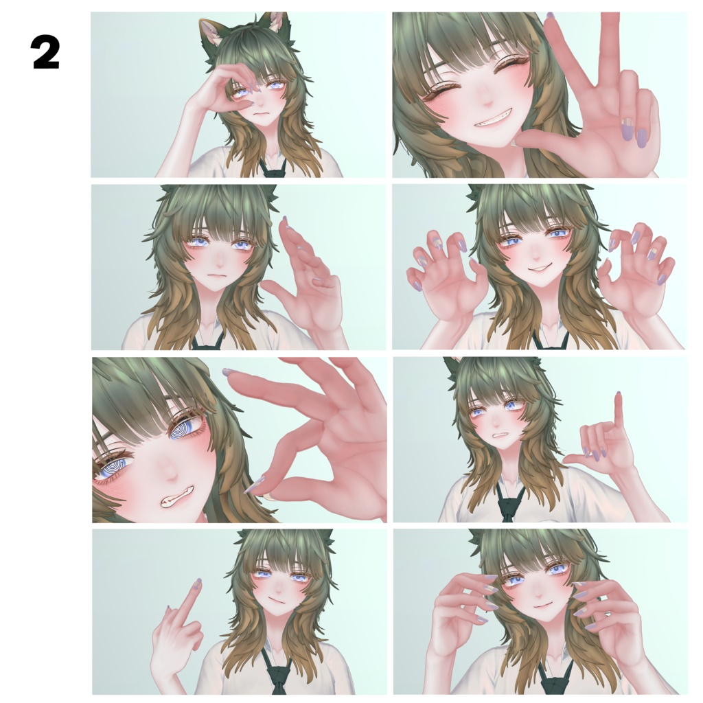 ちょっとギャルっぽいハンドジェスチャー22種+専用ネイル【Mie対応】