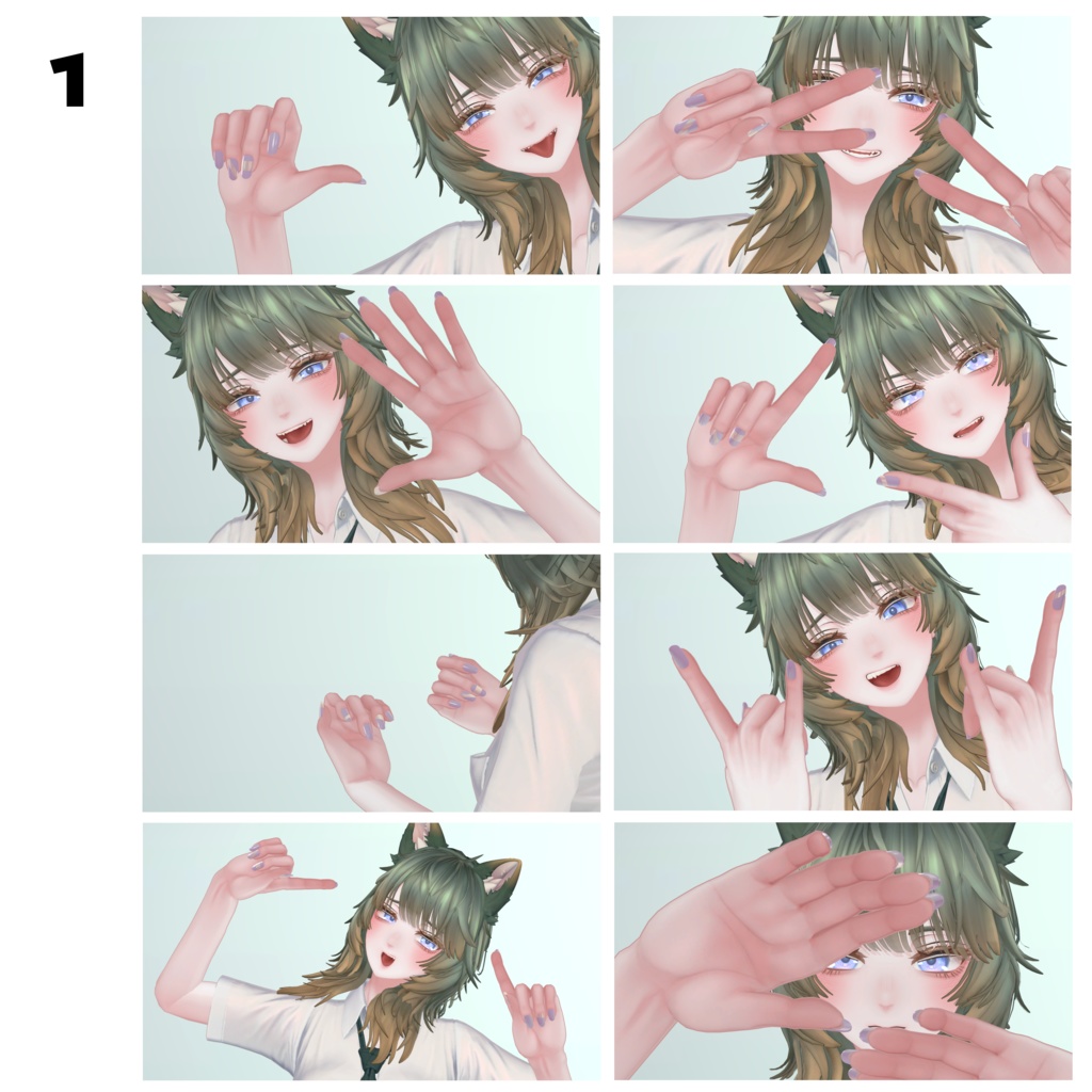 ちょっとギャルっぽいハンドジェスチャー22種+専用ネイル【Mie対応】