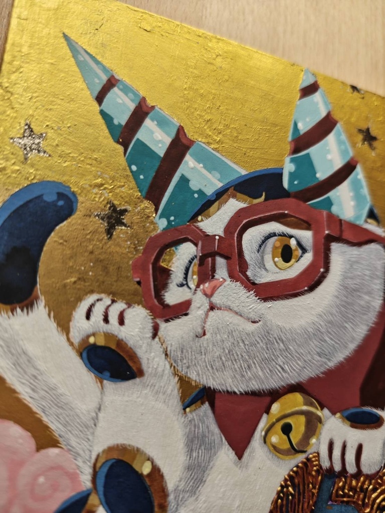 ドリルメガネ招き猫