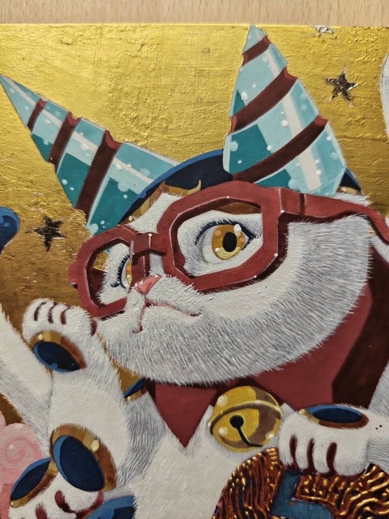 ドリルメガネ招き猫