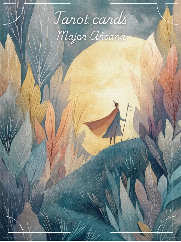 北欧風 水彩タロットカード(大アルカナ22枚+表紙1枚・PNGダウンロード)