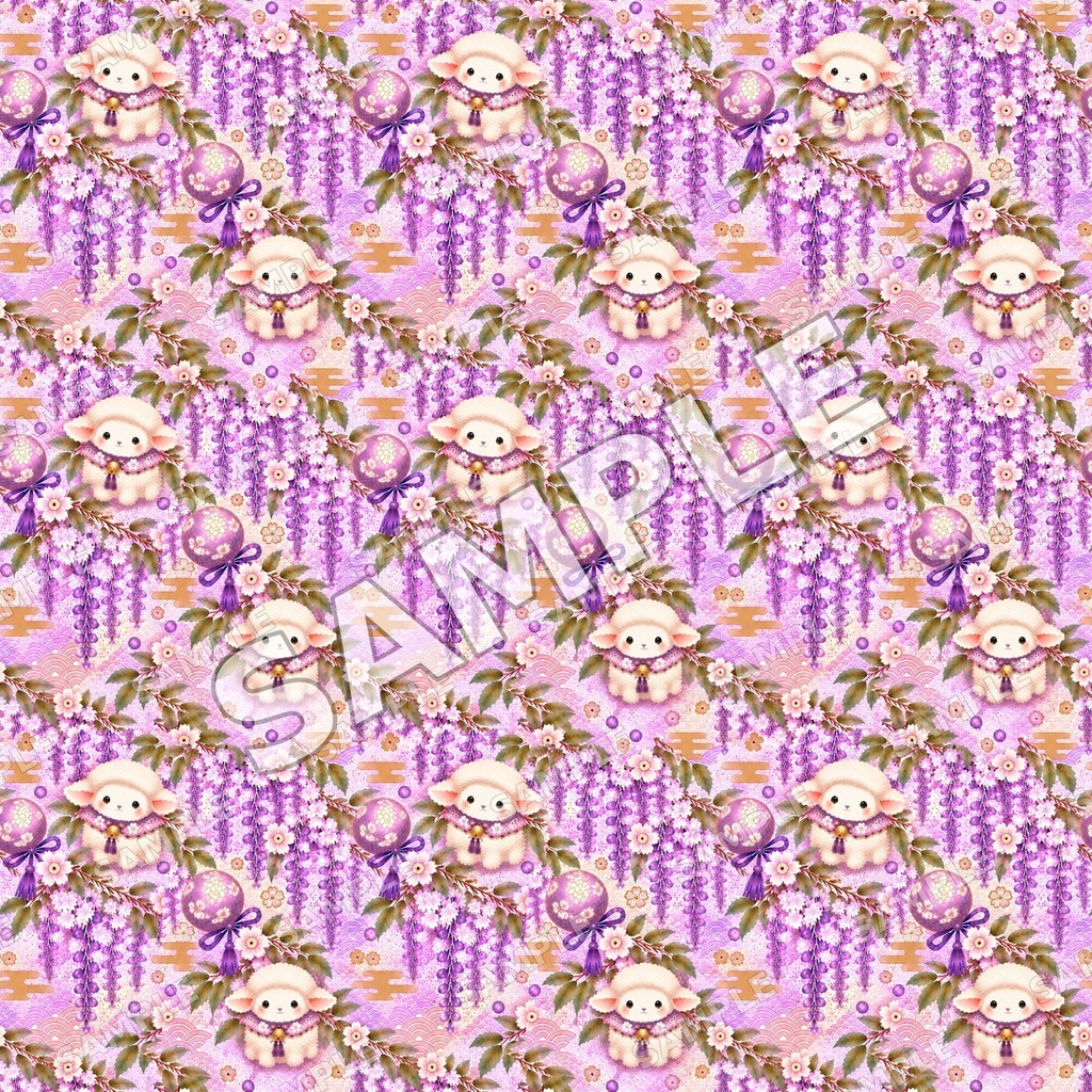 和風冬のデジタルペーパー10枚セット|椿・梅・雪・かわいい動物|シームレスパターン