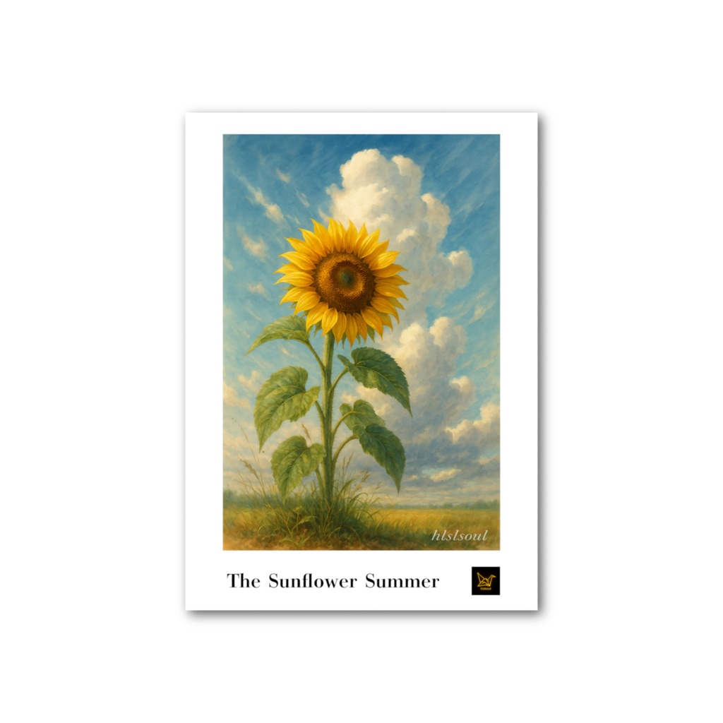 【フォト風カード - 縦 - 片面】ひまわりの夏