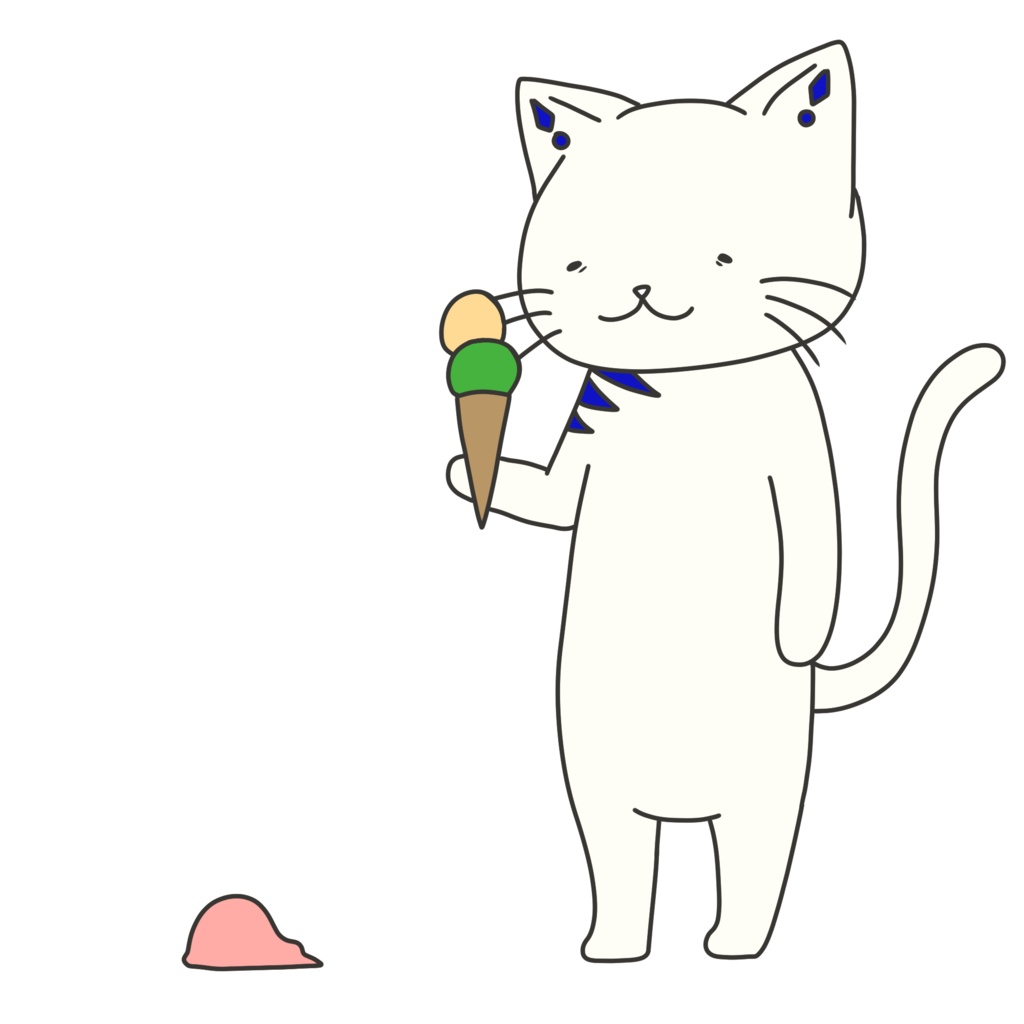 アイスクリームを食べようとして落としてしまった猫Tシャツ