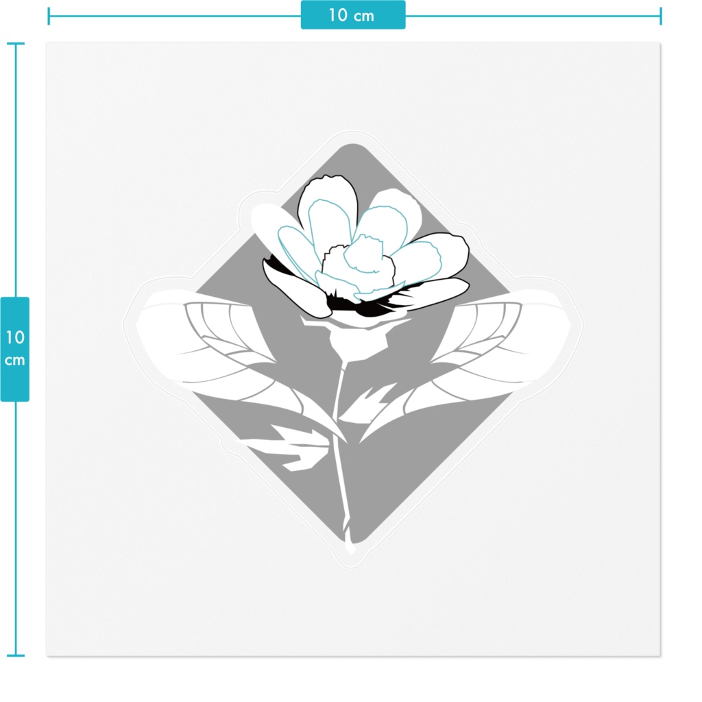 クリアステッカー:角と花1_R