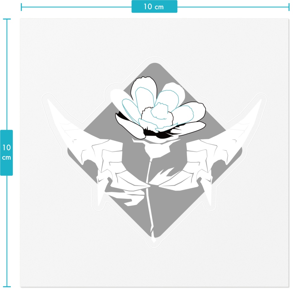 クリアステッカー:角と花2_R