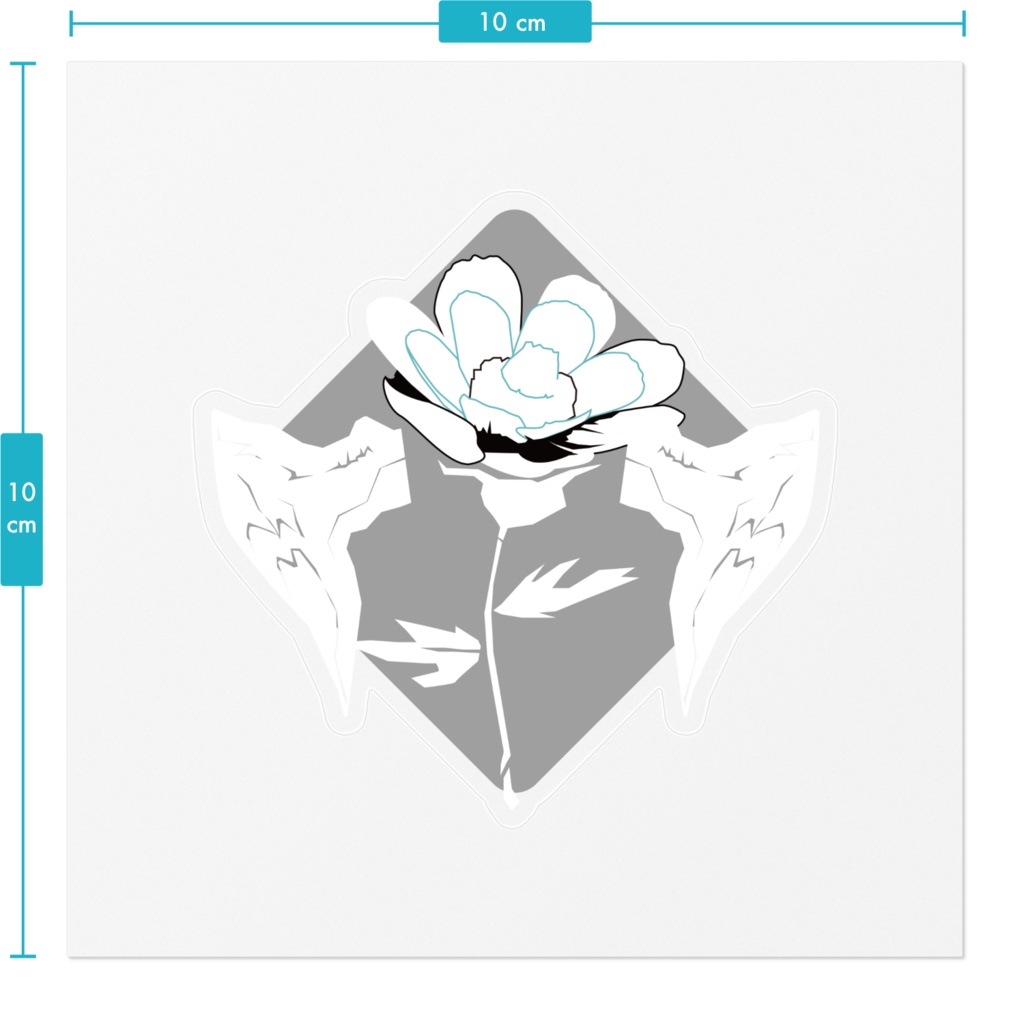 クリアステッカー:角と花3_R