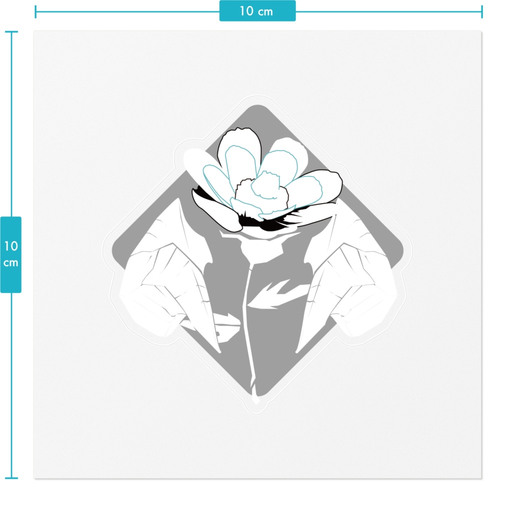 クリアステッカー:角と花4_R