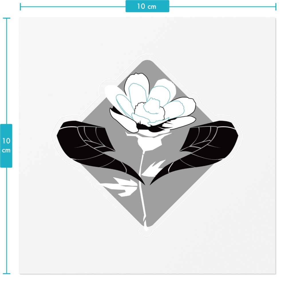 クリアステッカー:角と花1