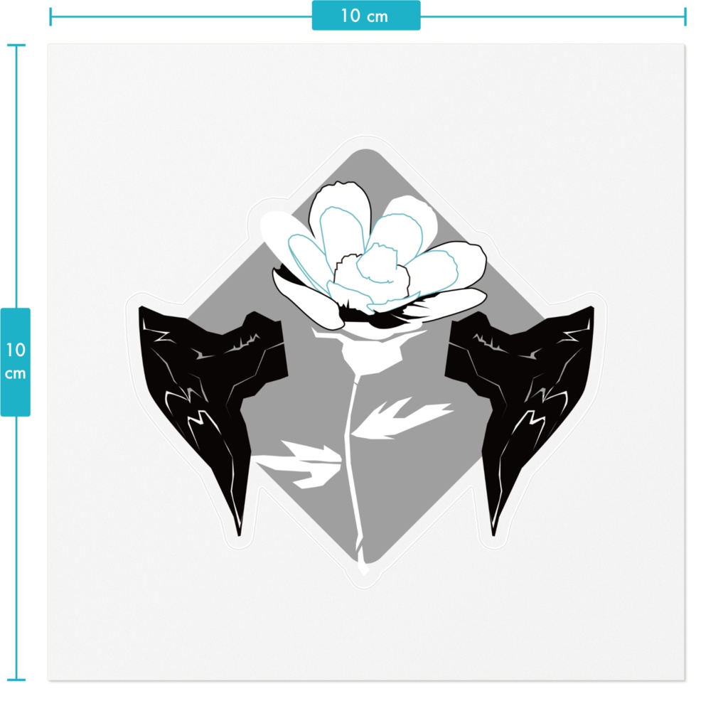 クリアステッカー:角と花3