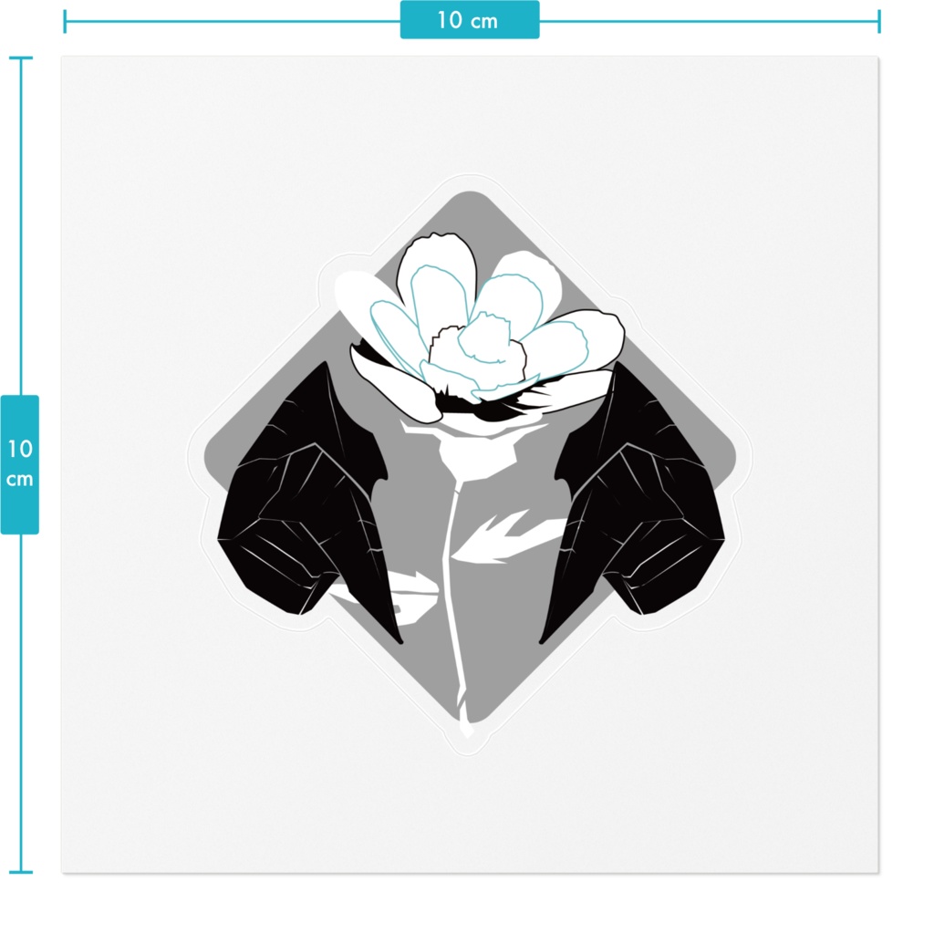 クリアステッカー:角と花4