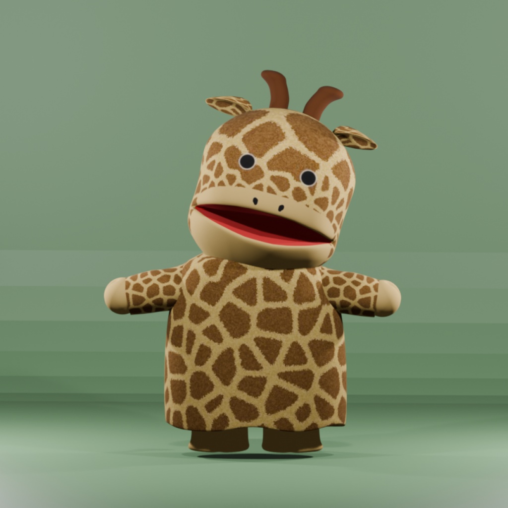 【オリジナル3Dモデル】パペット風あにまる『キリンくん』