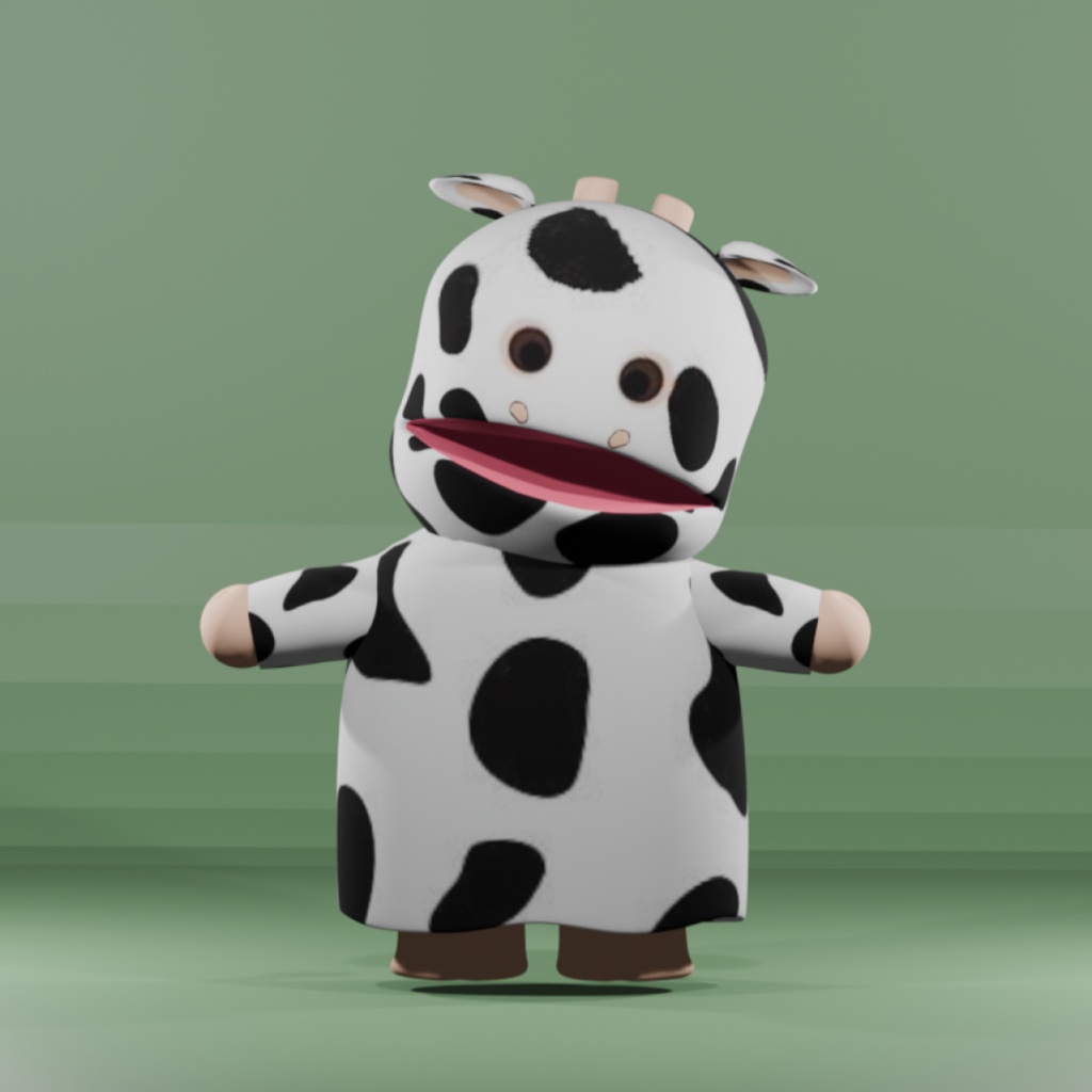 【オリジナル3Dモデル】パペット風あにまる『ウシくん』