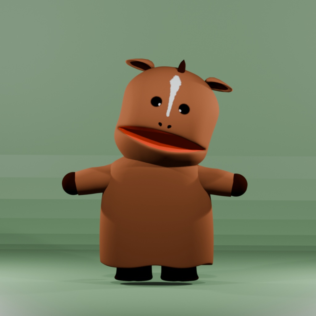 【オリジナル3Dモデル】パペット風あにまる『ウマくん』