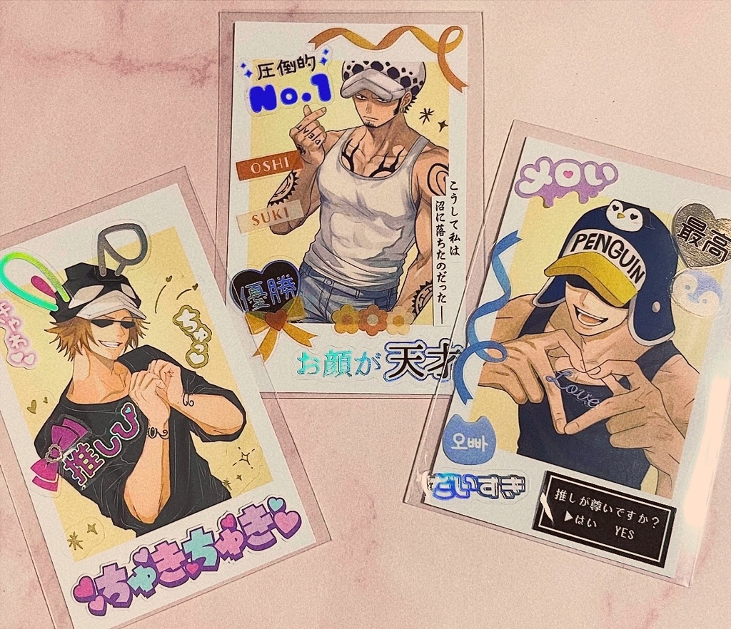 ONEPIECEのロー・ペンギン・シャチのチェキ風フォトカード（3枚セット）
