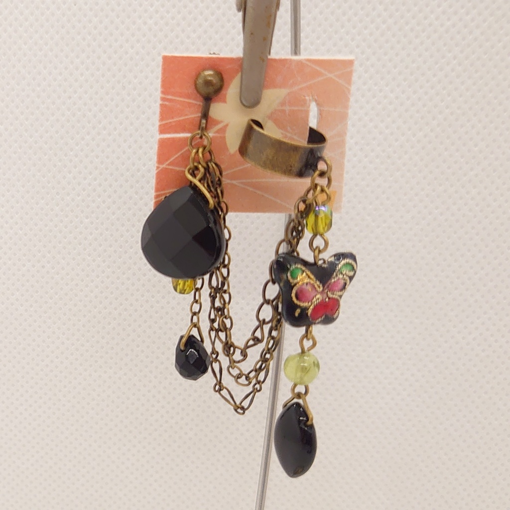 七宝焼き・ペリドットカフ付きイヤリング