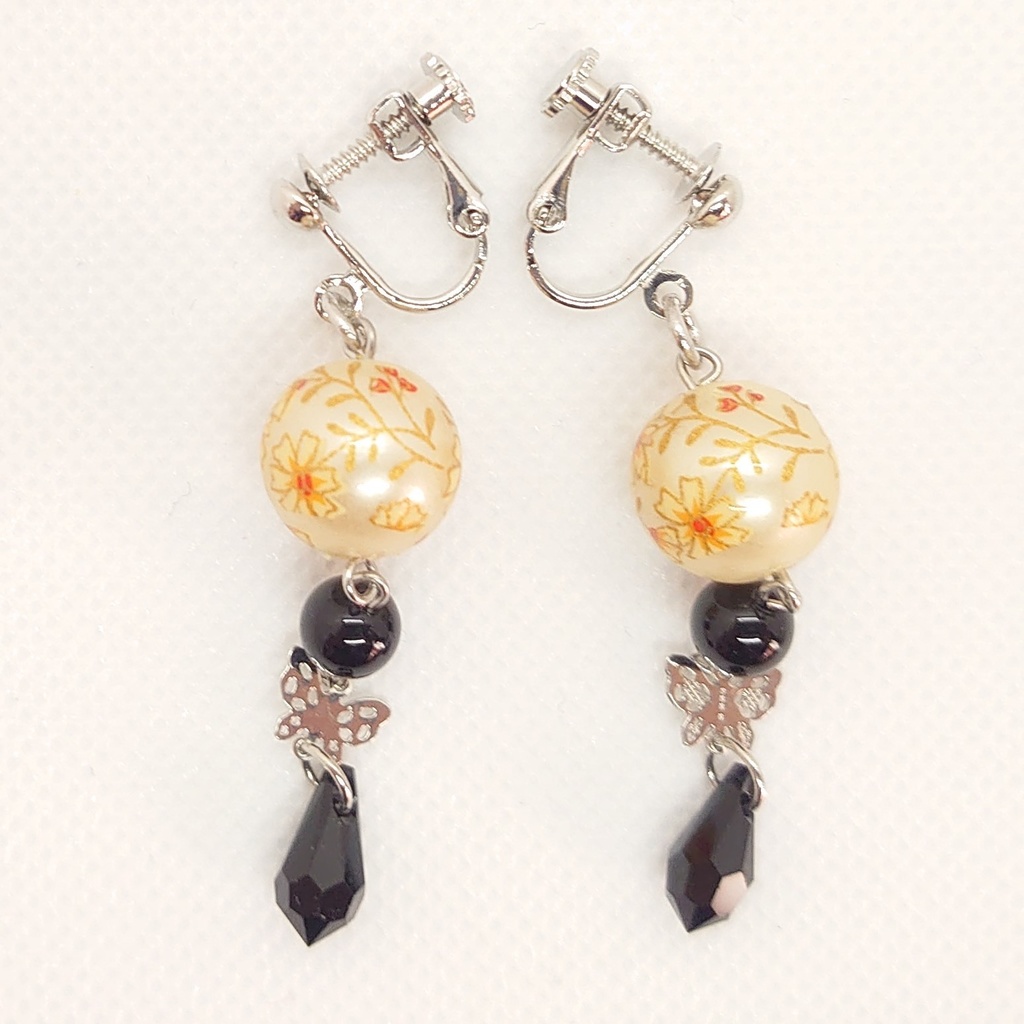 オニキス・蝶イヤリング