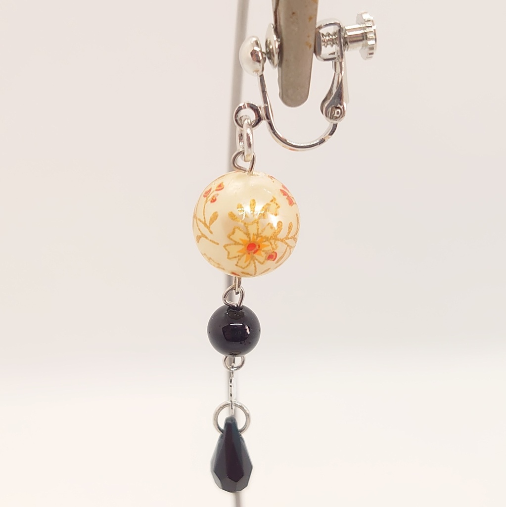 オニキス・蝶イヤリング