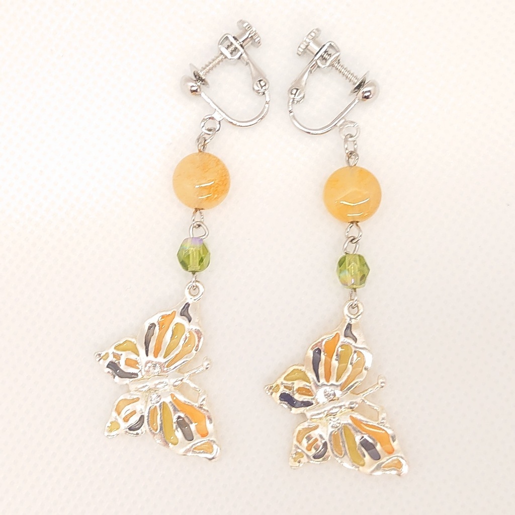 イエロークォーツ・蝶イヤリング
