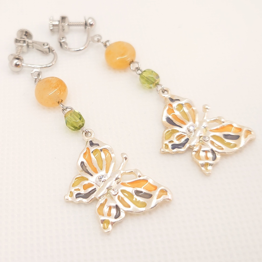 イエロークォーツ・蝶イヤリング