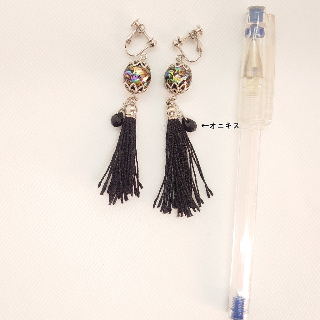 オニキス・タッセルイヤリング