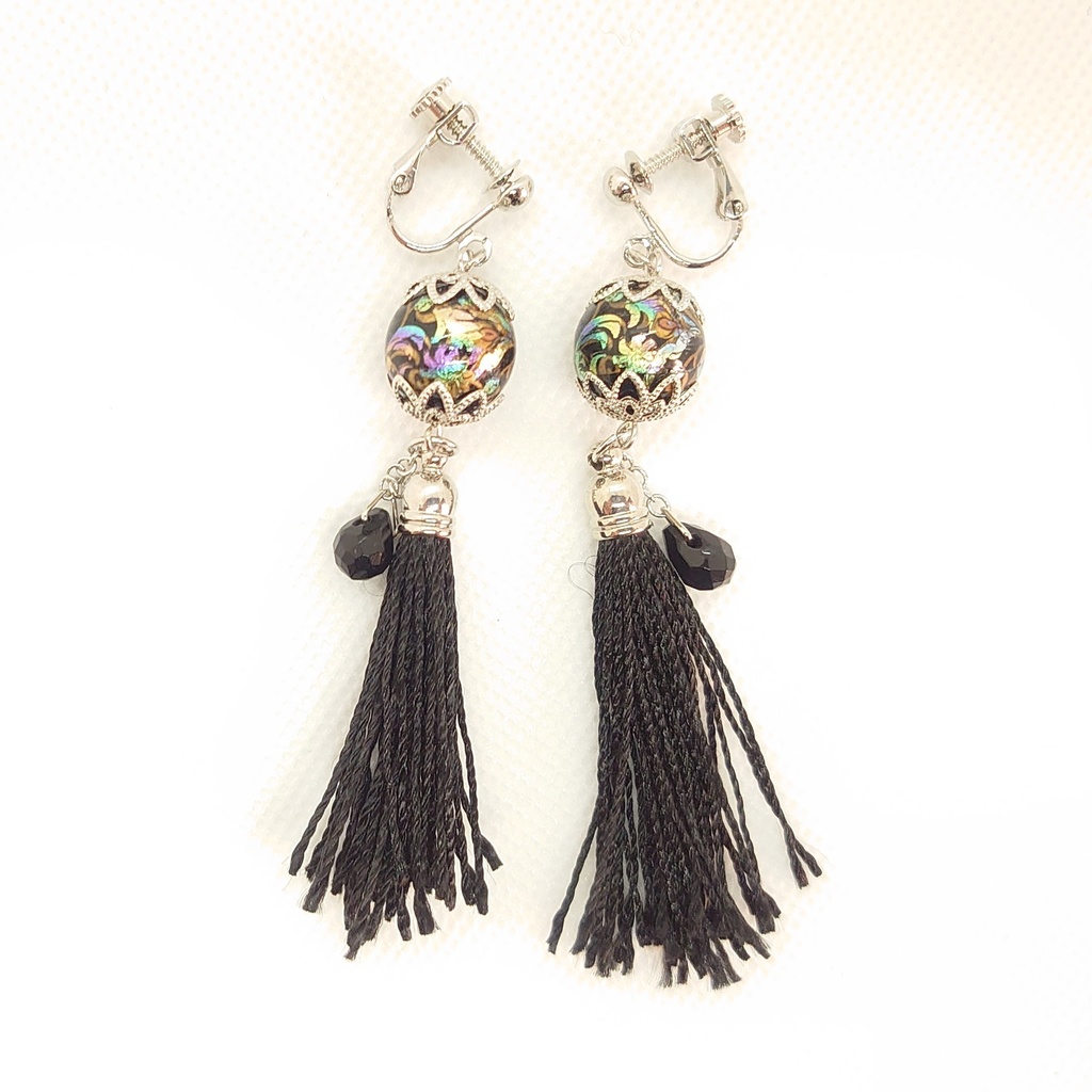 オニキス・タッセルイヤリング