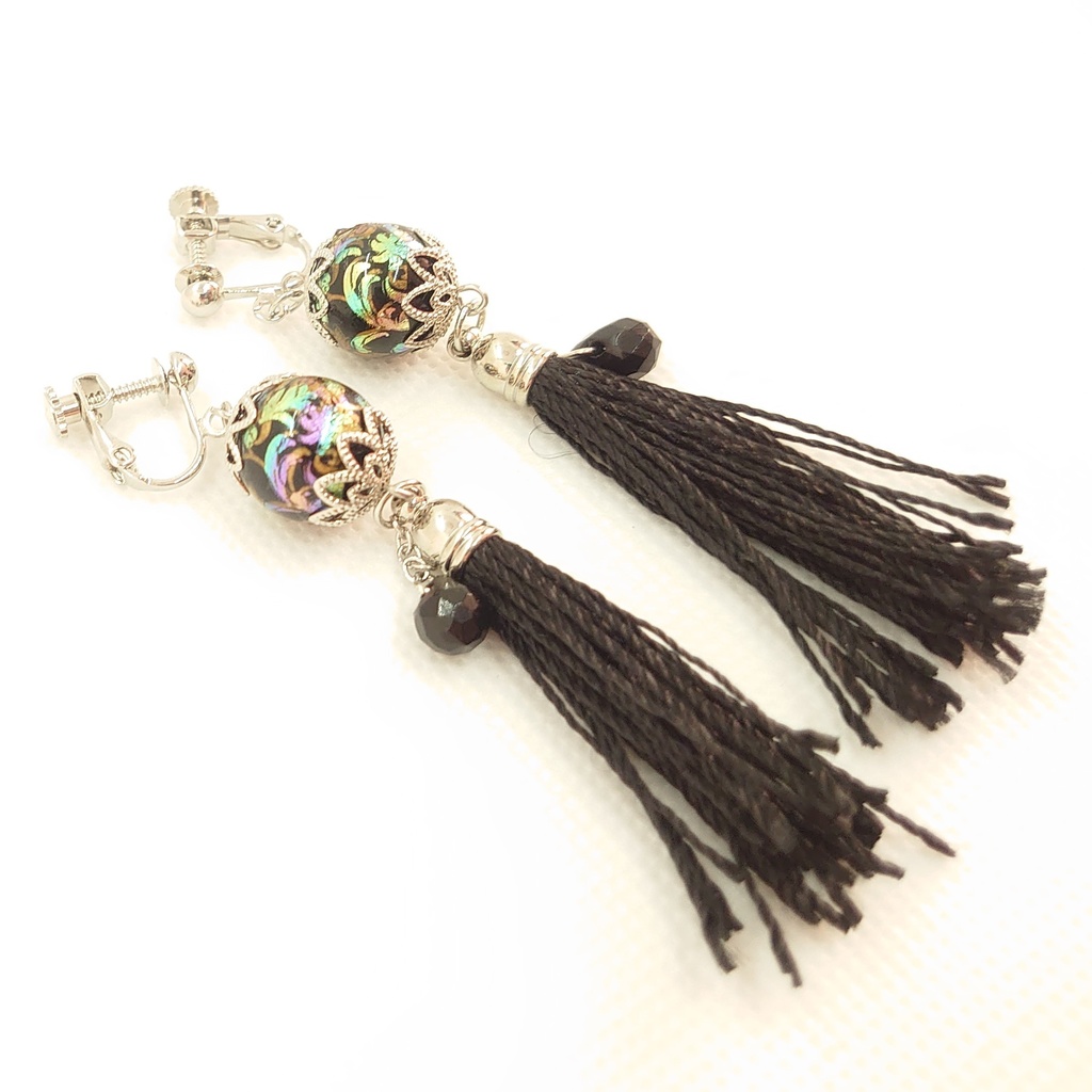 オニキス・タッセルイヤリング