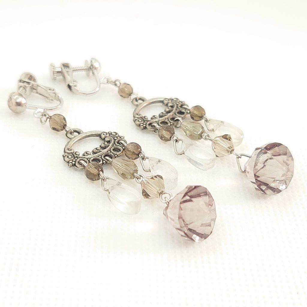 スモーキークォーツ・クリスタルイヤリング