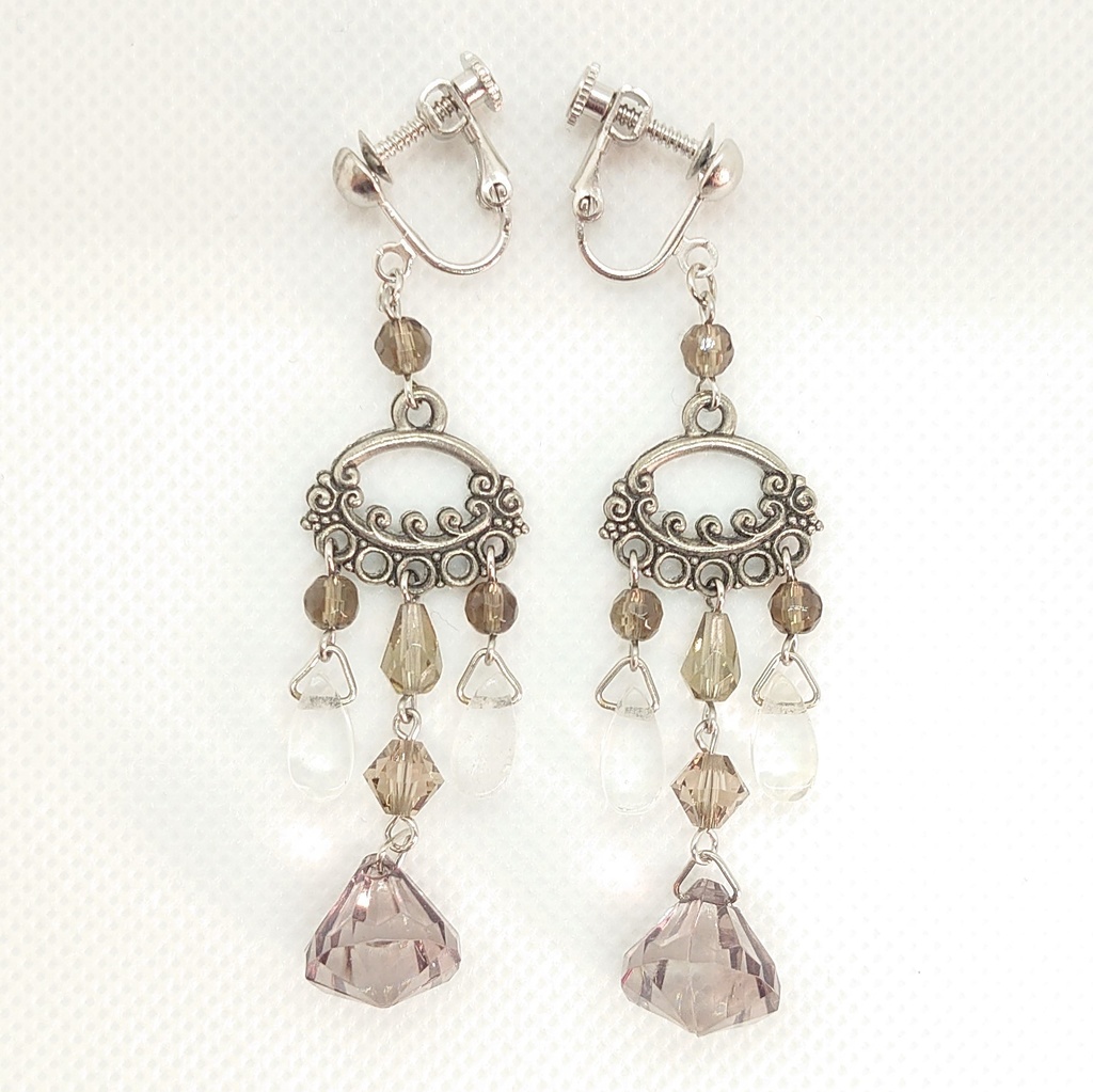 スモーキークォーツ・クリスタルイヤリング