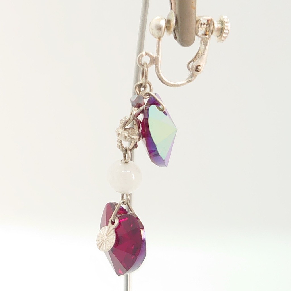 スノークォーツ・ハートスワロフスキーイヤリング