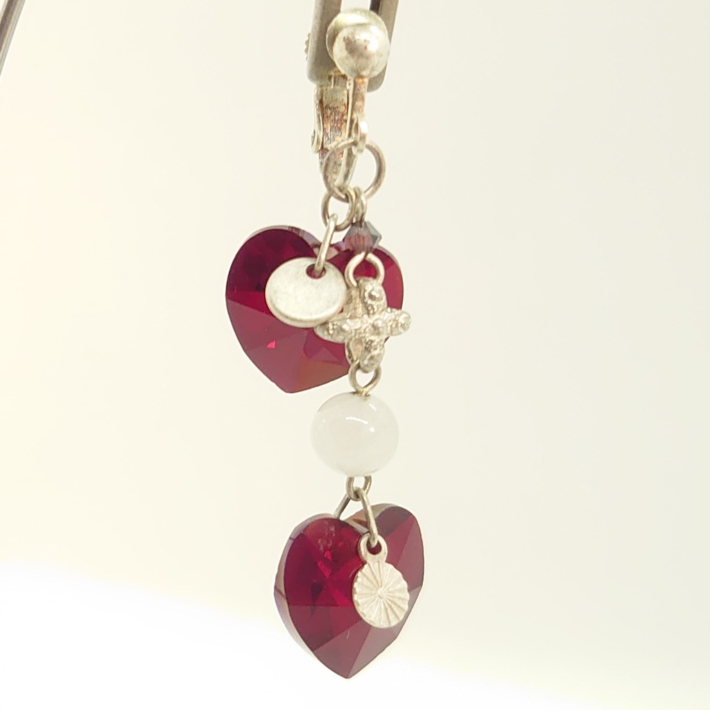 スノークォーツ・ハートスワロフスキーイヤリング