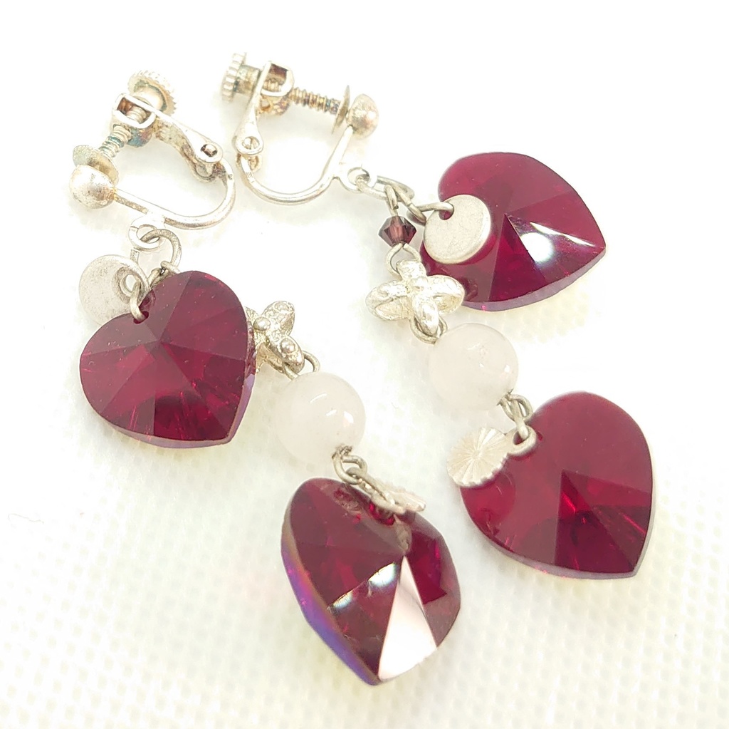 スノークォーツ・ハートスワロフスキーイヤリング