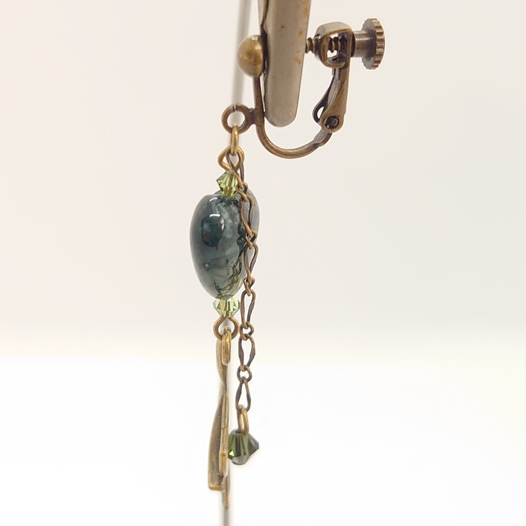 モスアゲート・鳥イヤリング