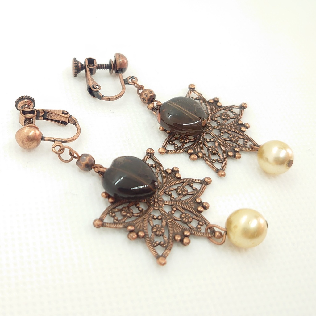 スモーキークォーツイヤリング