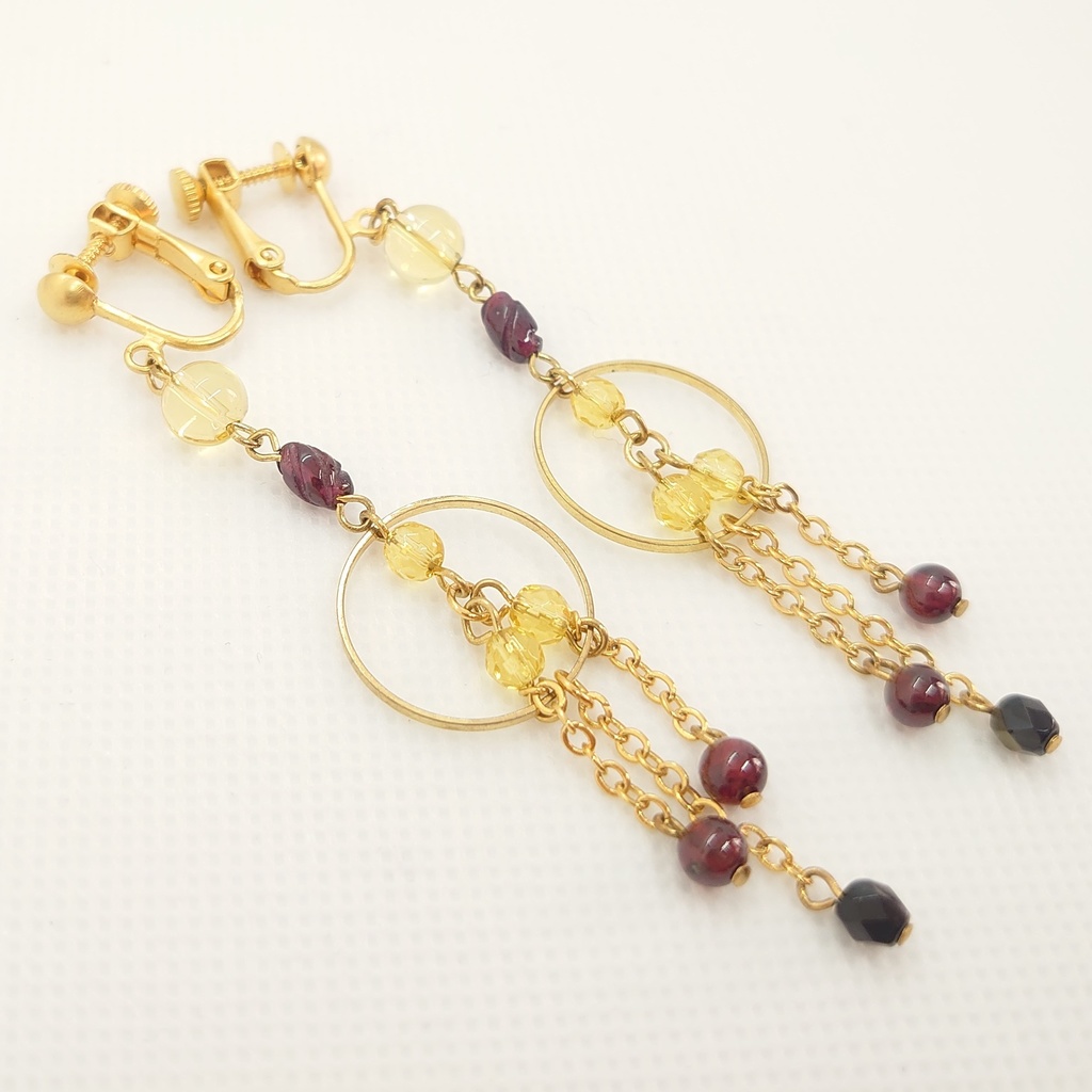 シトリン・ガーネットイヤリング