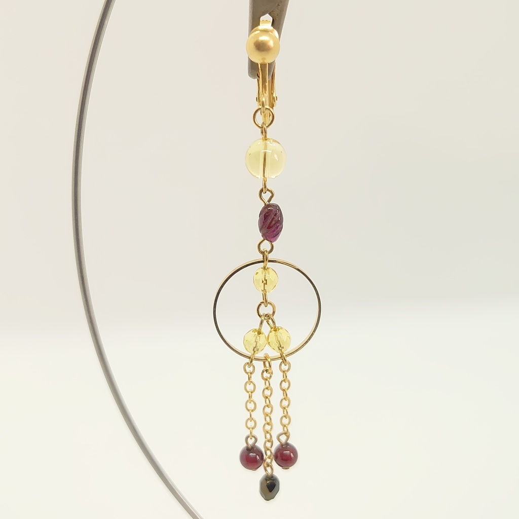 シトリン・ガーネットイヤリング