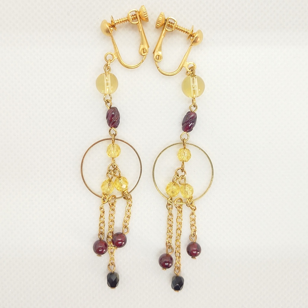 シトリン・ガーネットイヤリング