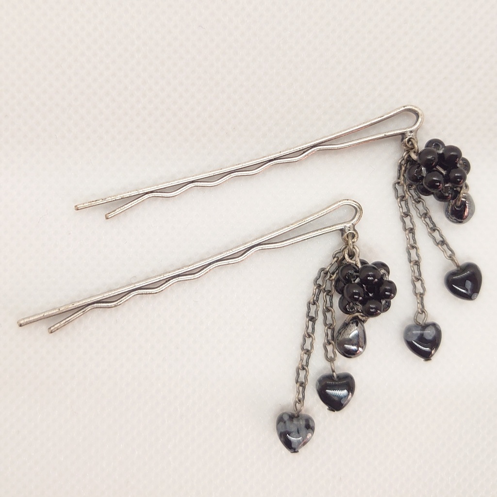 オブシディアン・パールボールヘアピン