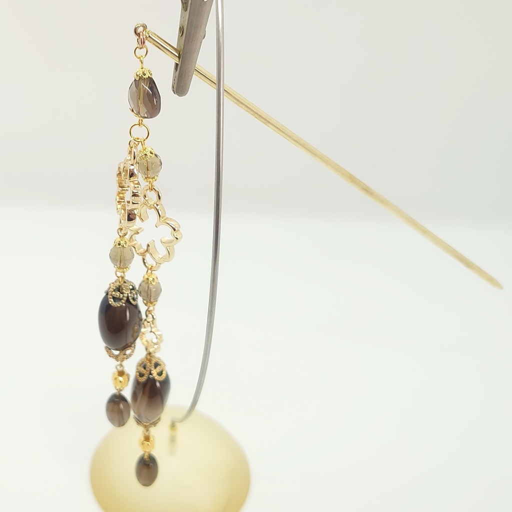 桜・スモーキークォーツかんざし