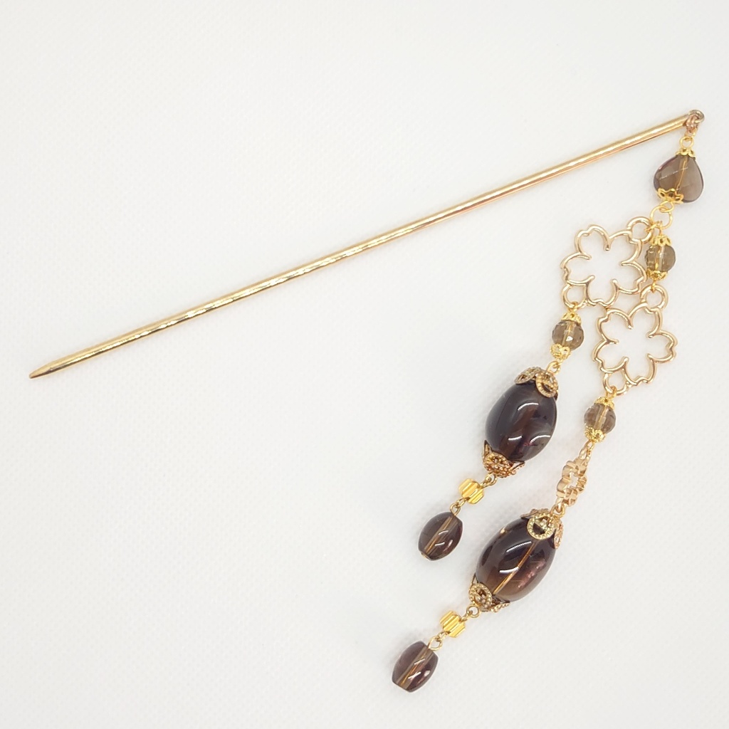 桜・スモーキークォーツかんざし