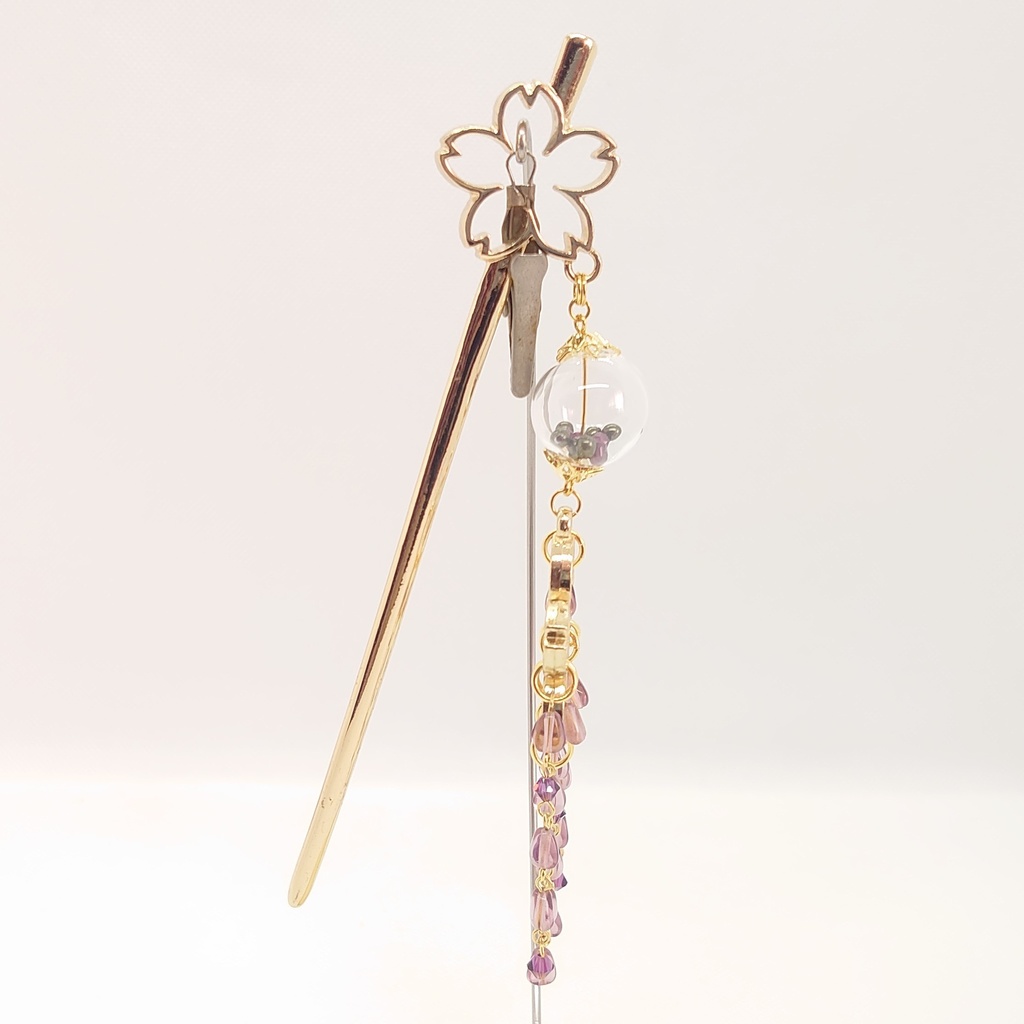 ガーネット・ガラスドーム・桜かんざし