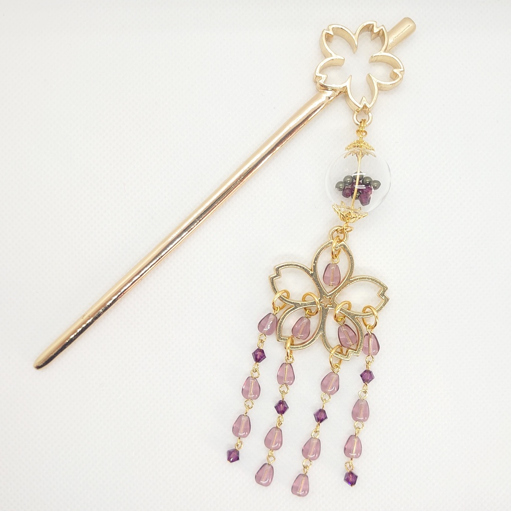 ガーネット・ガラスドーム・桜かんざし