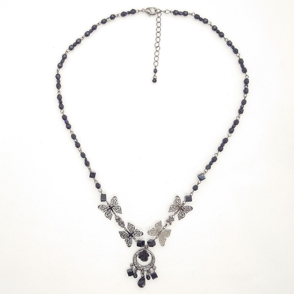 オニキス・蝶ネックレス