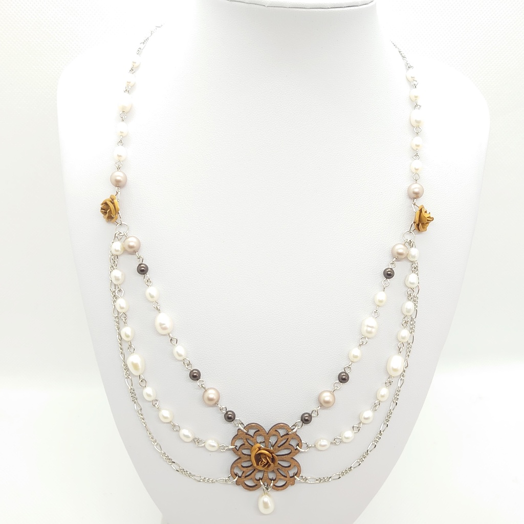 淡水パール3連ネックレス