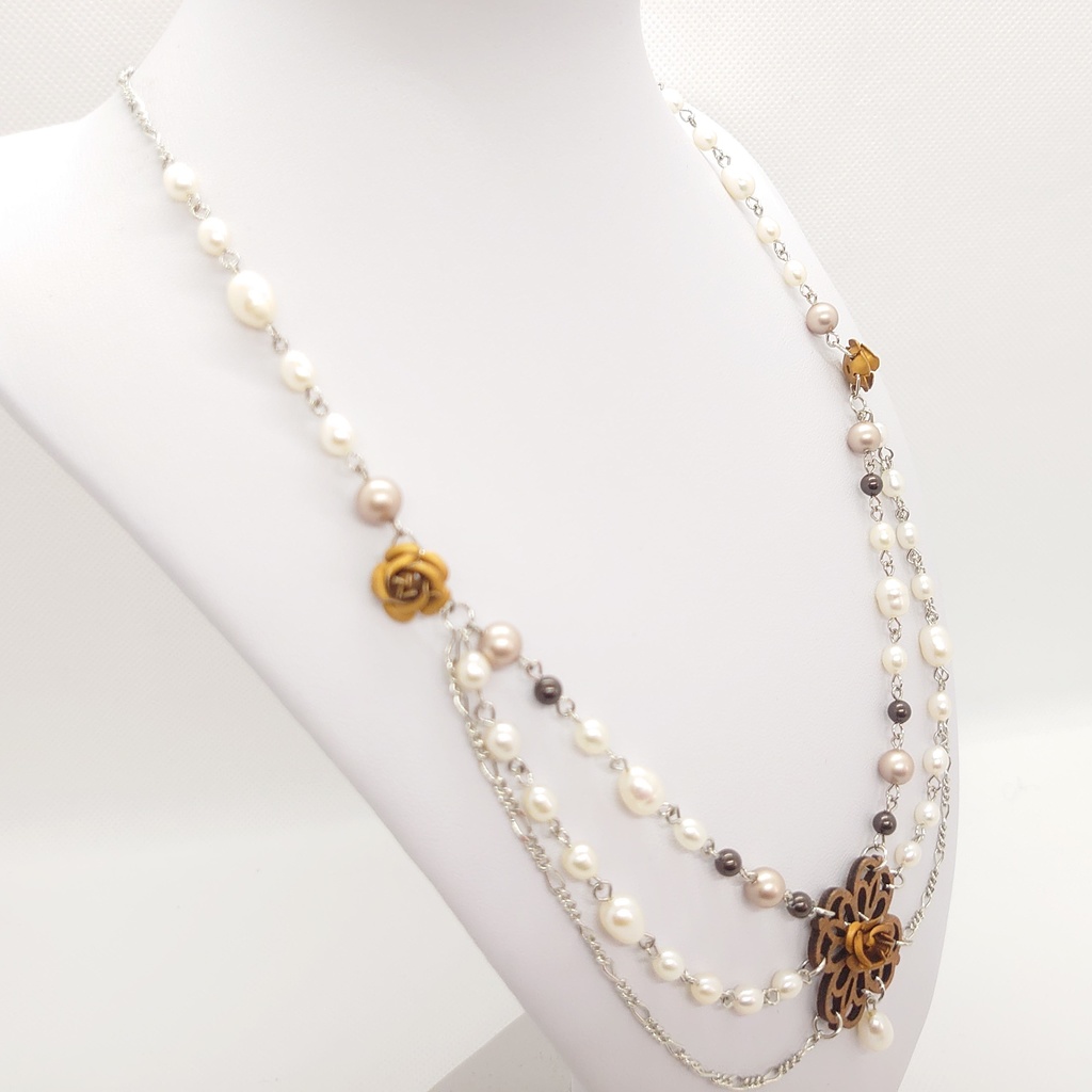 淡水パール3連ネックレス