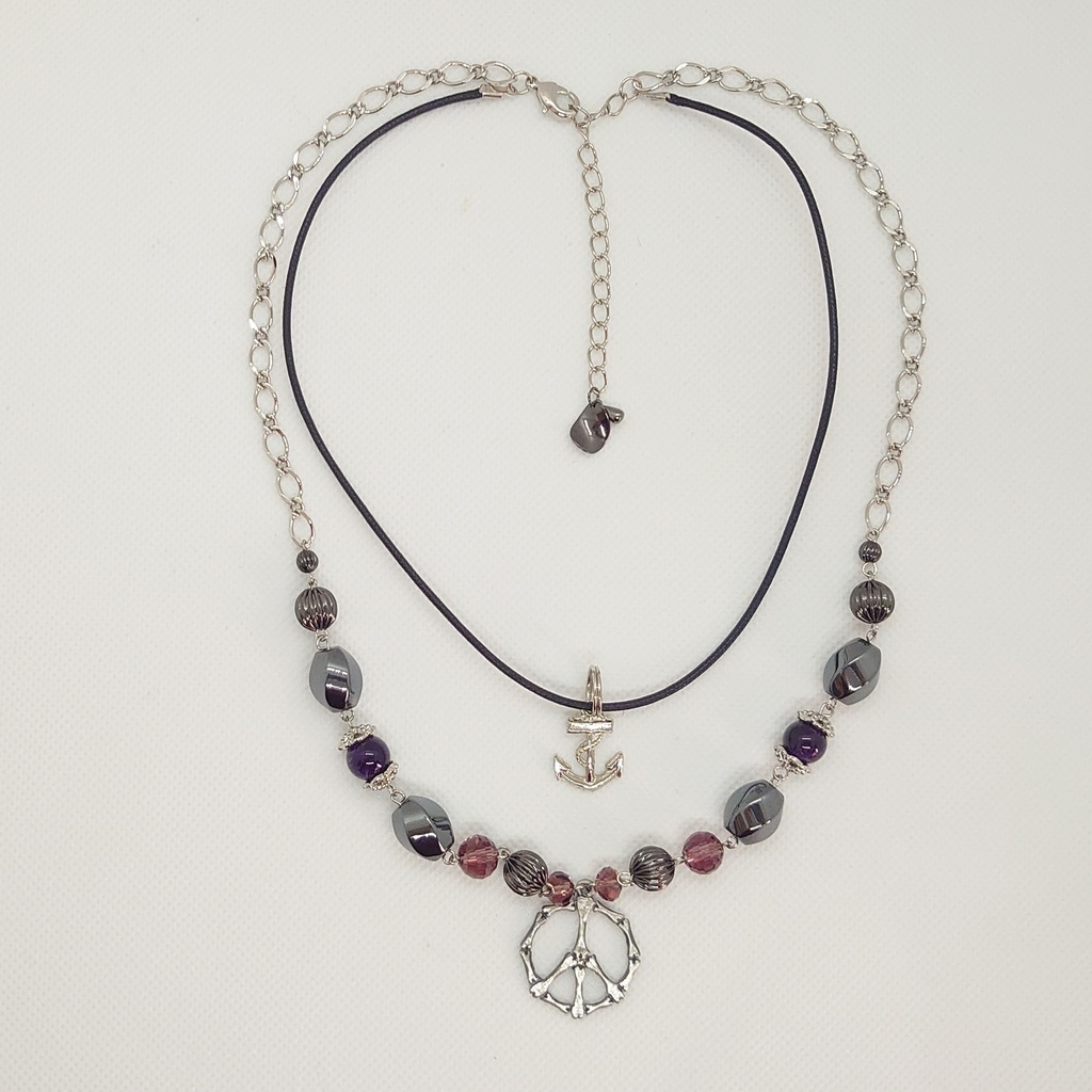 ヘマタイト・アメシスト2連ネックレス