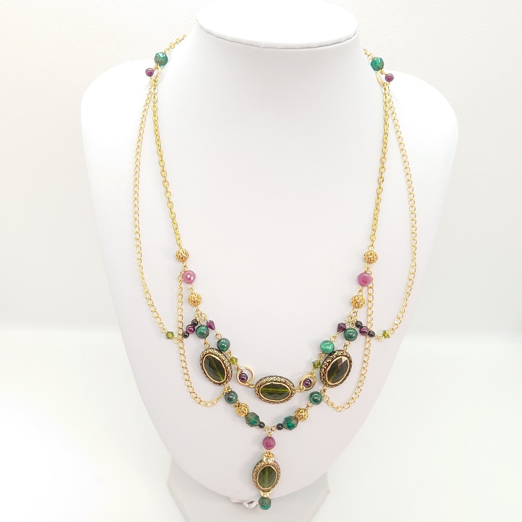 ルビー・マラカイトネックレス