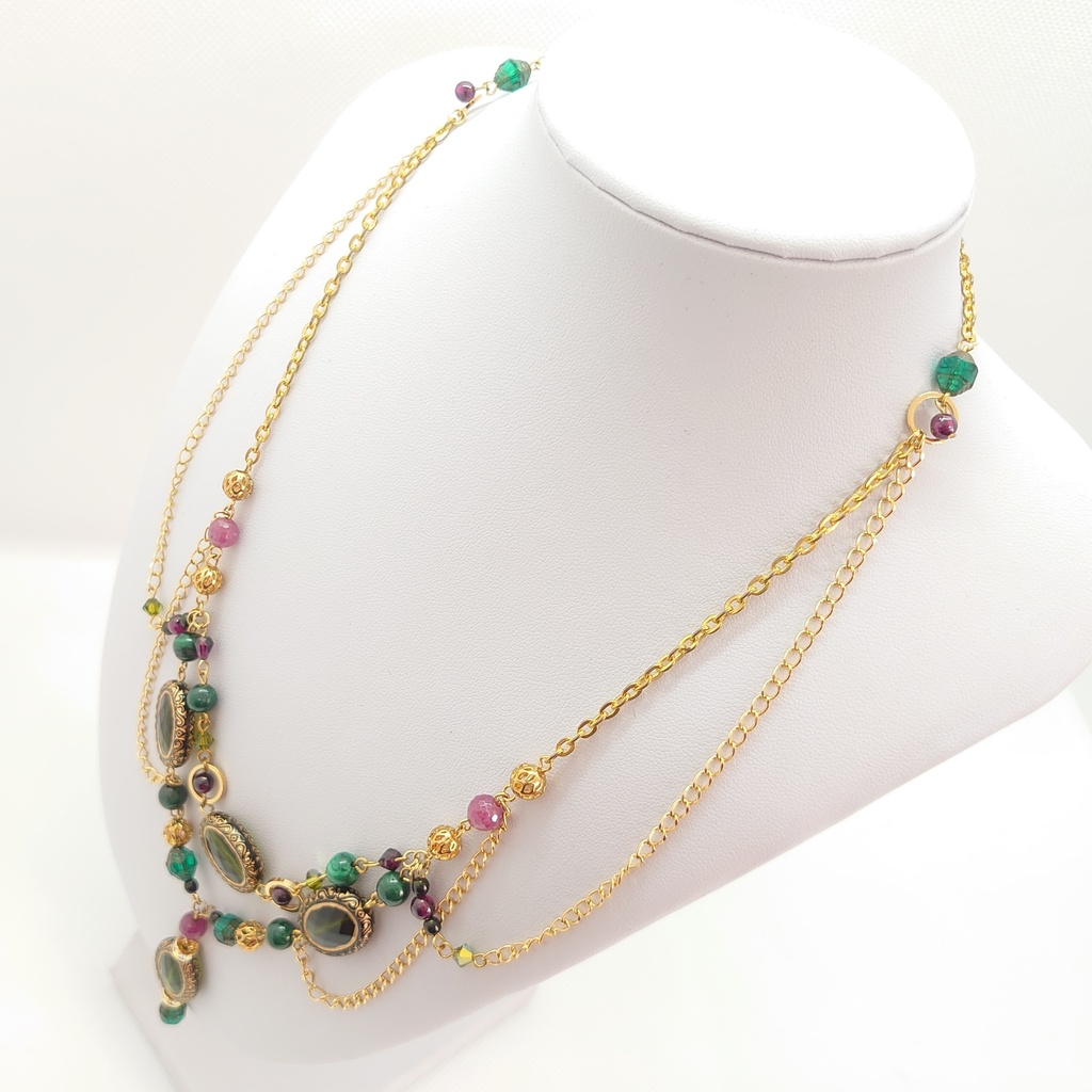 ルビー・マラカイトネックレス